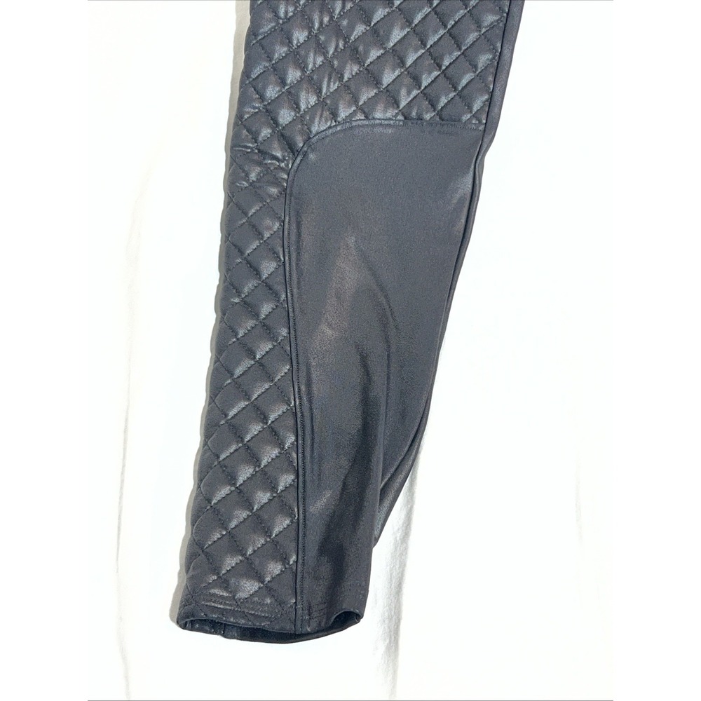 SPANX Quilted Faux Leather Leggings Black Size L Moto High Rise Tummy Control - Picture 3 of 9
